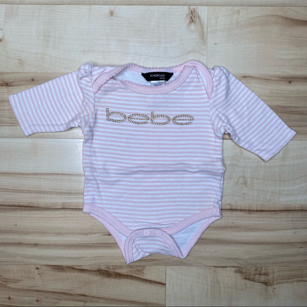 bebe Long Sleeve Striped Onesie